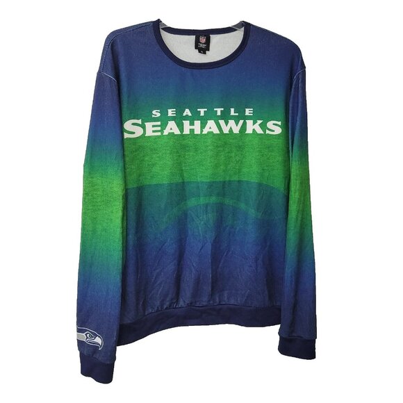 Seattle Seahawks Sweatshirt Adult XL‎ Green Blue NFL Logo Football Lightweight - Picture 1 of 13